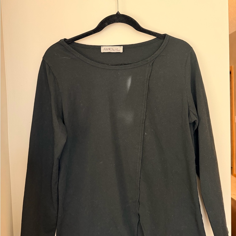 Amici by Baci Black Long Sleeve Blouse – Made in Italy – Size Medium